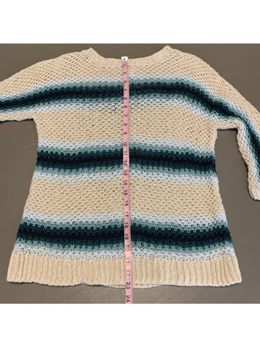J Jill Womens S Sweater Pullover Dolman Open Knit Beach Linen Blend Boho Crochet - Picture 10 of 13